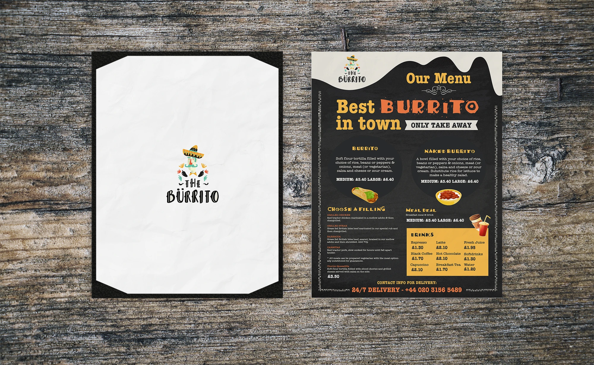The Burrito menu and logo design