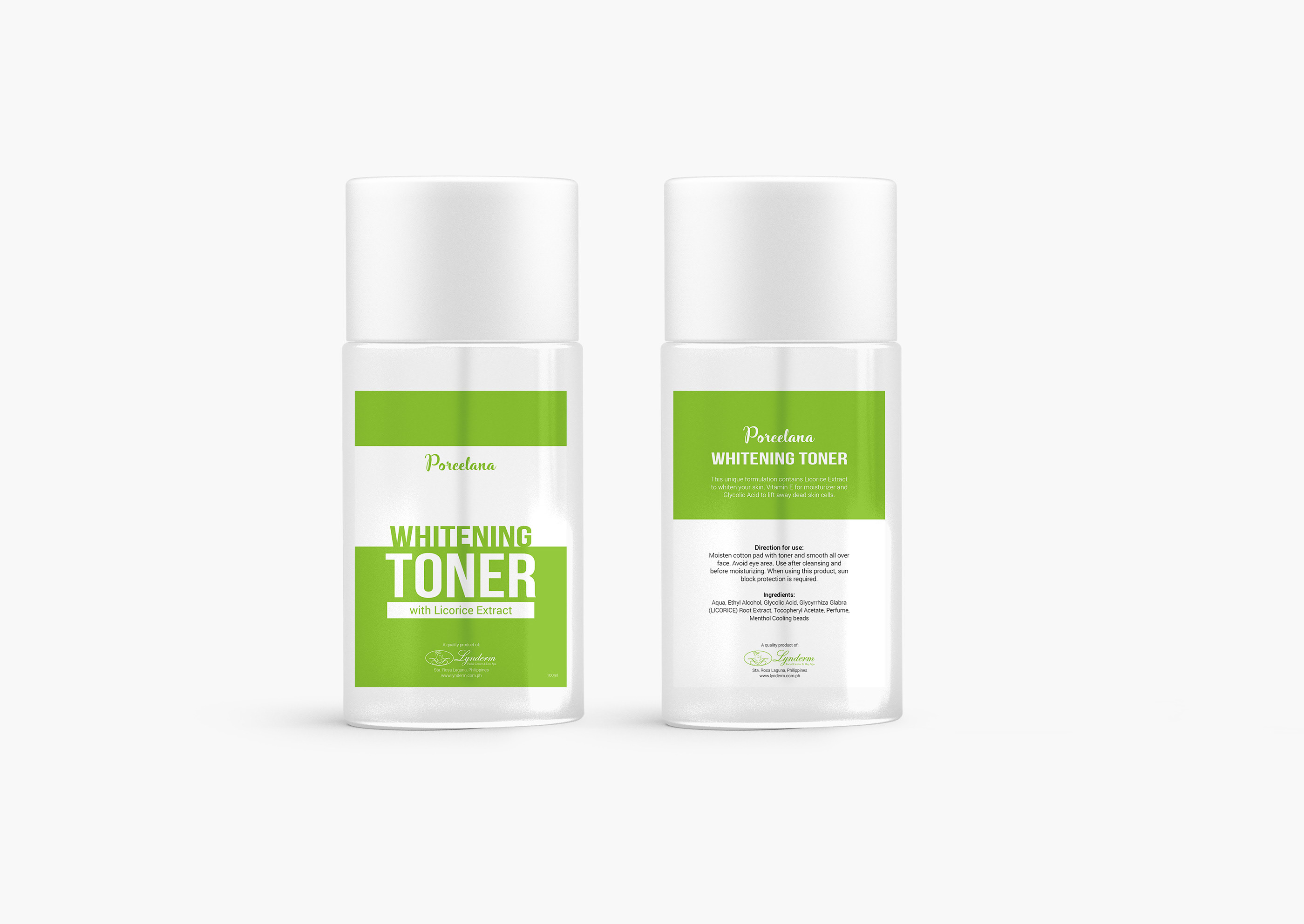 Porcelana whitening toner product label